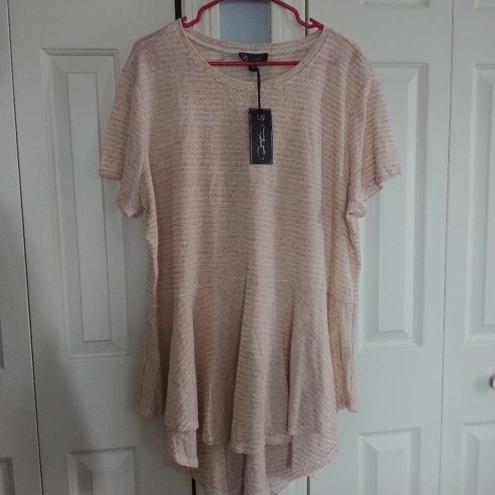 Diane Gilman DG2 High Low Hem Peplum Top Tunic 2X